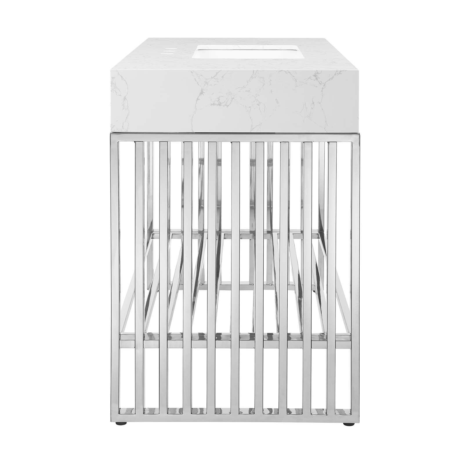 Modway Gridiron Bathroom Vanity in White Silver