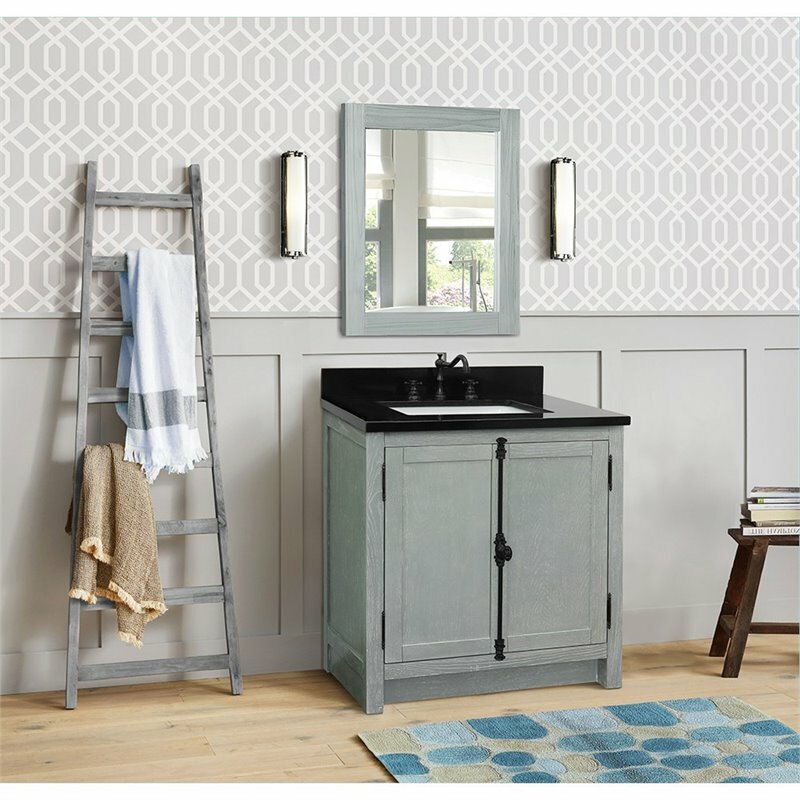 Plantation 31″ Solid Wood Single Rectangle Sink Vanity in Gray Ash/Black