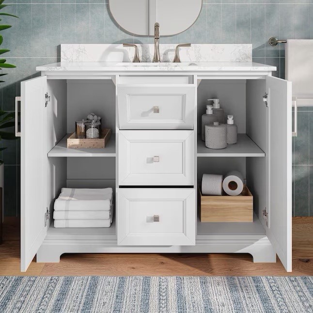 Allen + Roth Pittman 42” Transitional Bathroom Vanity White W/ Stone Top