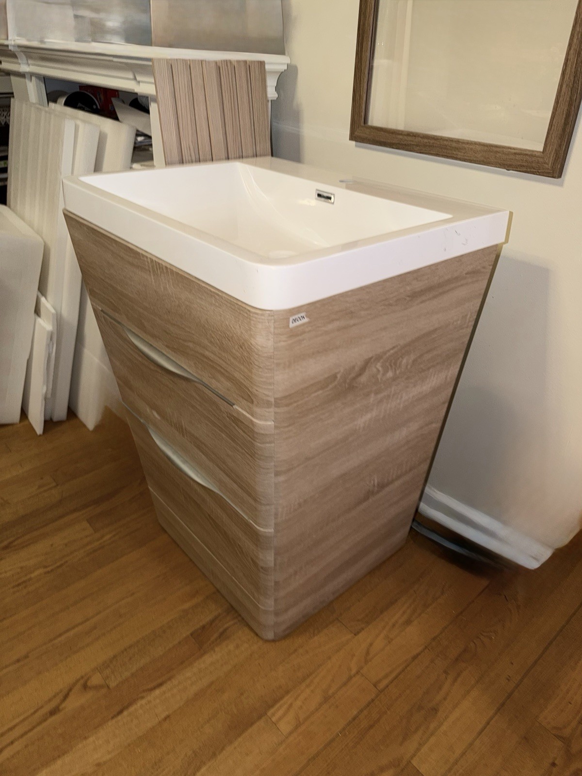 Fresca Milano Single Sink Bathroom Vanity White Oak 25.5″ Freestanding, 2 Soft …