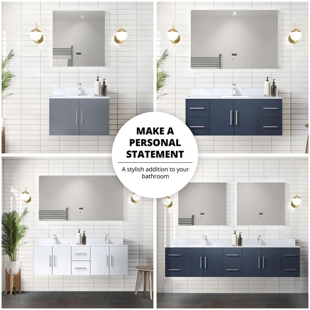 Lexora Home Geneva 84″ Vanity Cabinet in Navy Blue