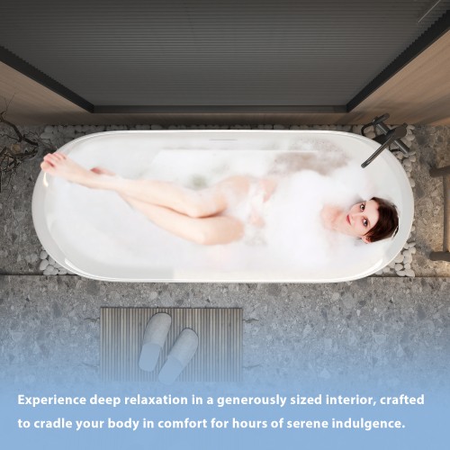 47″ Acrylic Freestanding Bathtub rectang,with 30” Bathroom Vanity with Top Sink