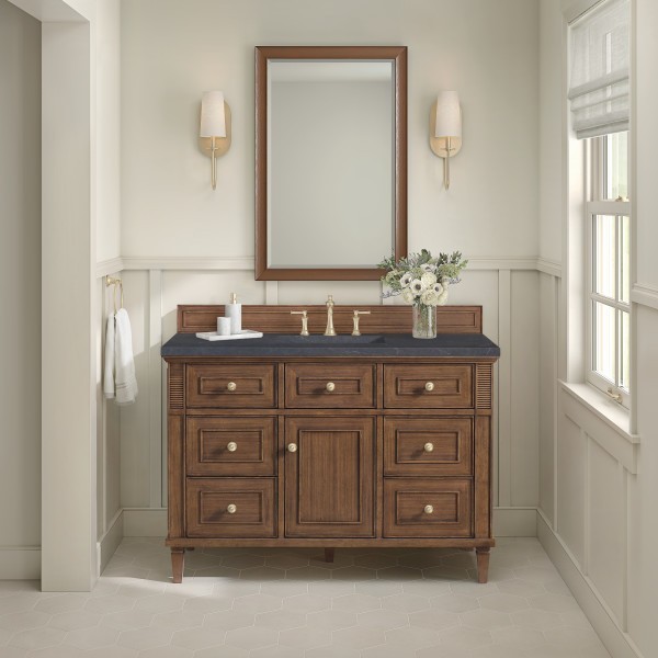 48″ James Martin Lorelai 424-V48-WLT-3CSP Vanity Cabinet Charcoal Soapstone Top