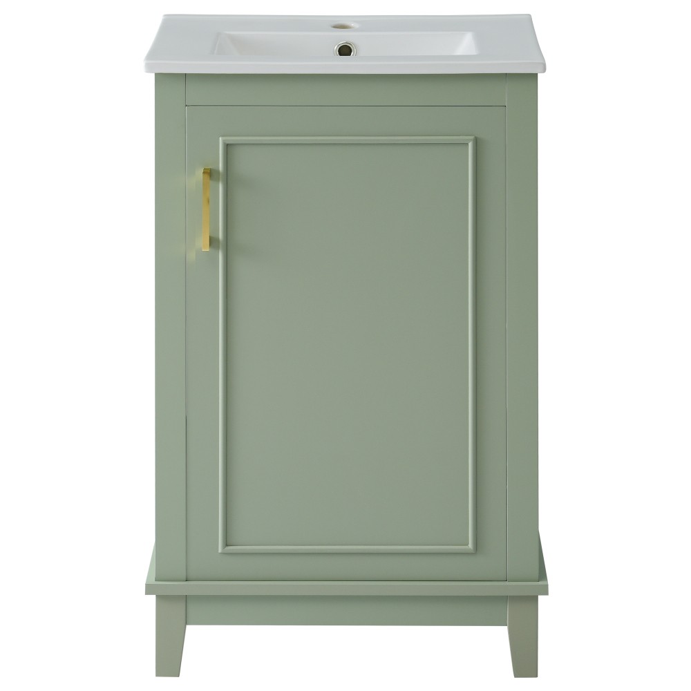 20 Inch Modern Small Bathroom Vanity Cabinet With Ceramic Basin- 20*14.5*33.3 In