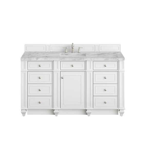 60″ James Martin Bristol 157-V60S-BW-3CAR Vanity Cabinet 3 CM Carrara Marble Top