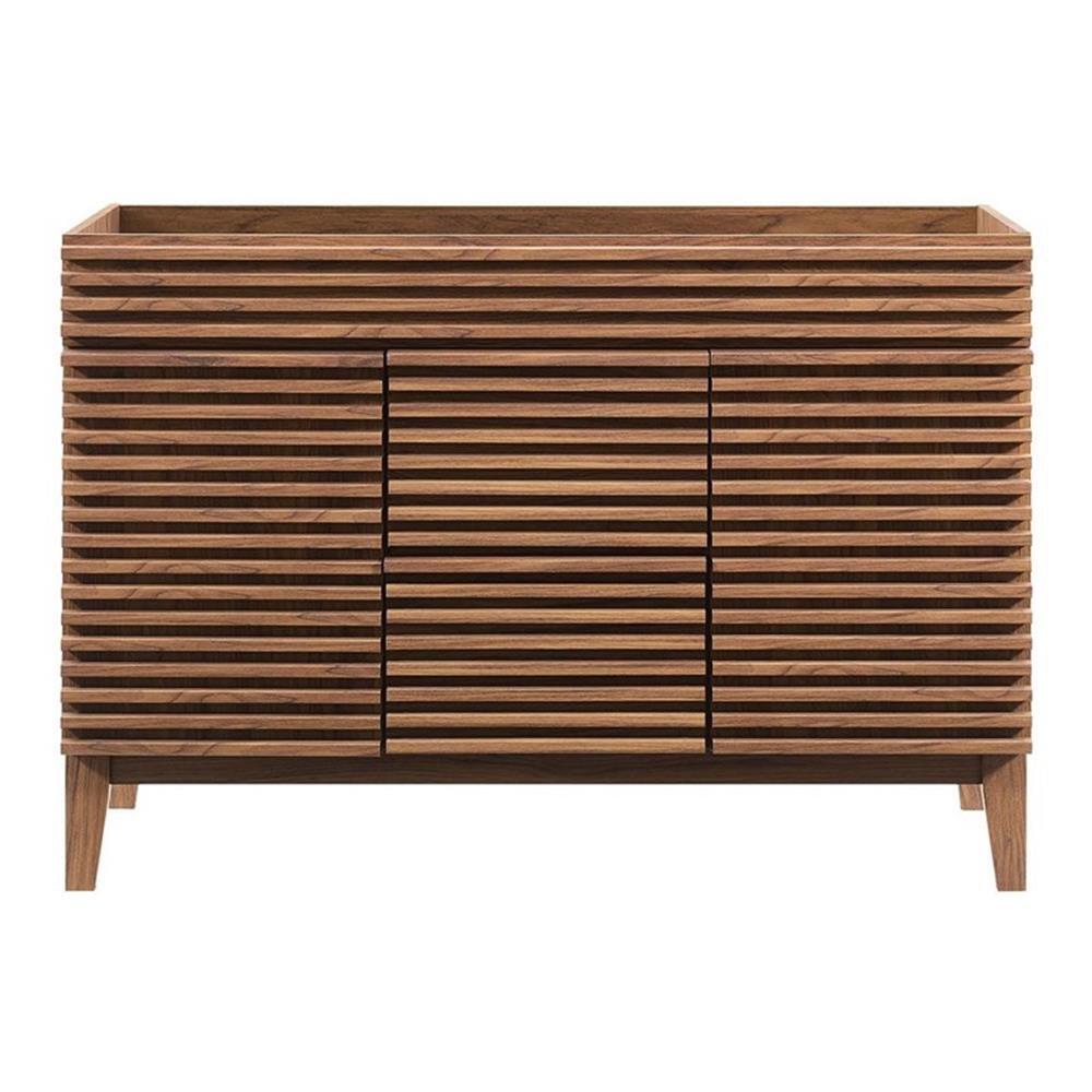 Modway Render 47″ MDF and Particleboard Bathroom Vanity Cabinet in Walnut