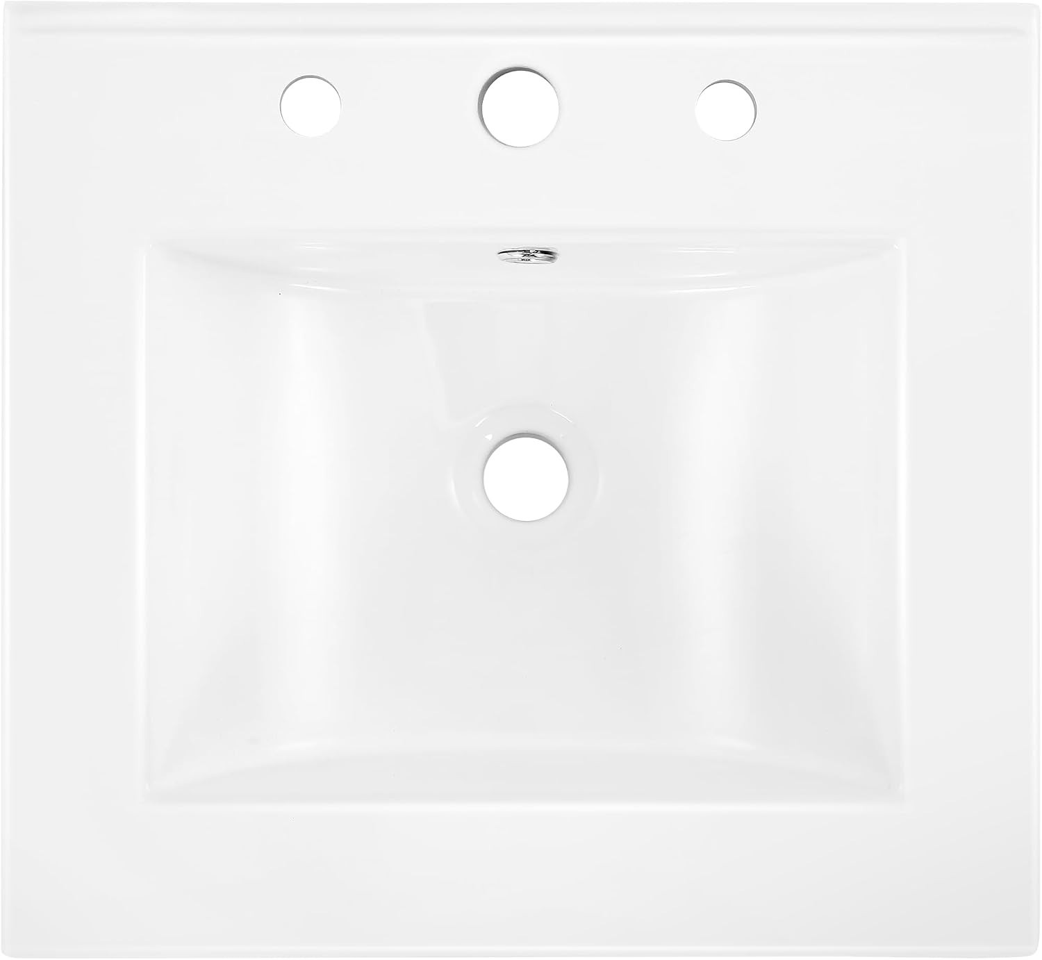 Contemporary 20″ White Ceramic Sink Top with Overflow Drain – Easy Install