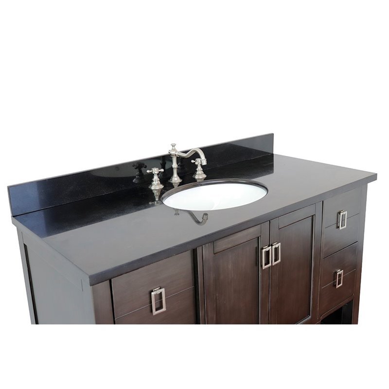 Monterey 49″ Oval Sink Solid Wood Vanity in Silvery Brown/Black Galaxy