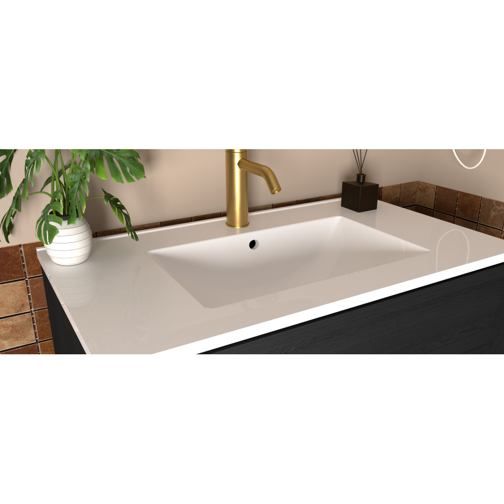 30 Inch Gray Wall Mounted Floating Bathroom Vanity with Ceramic Sink