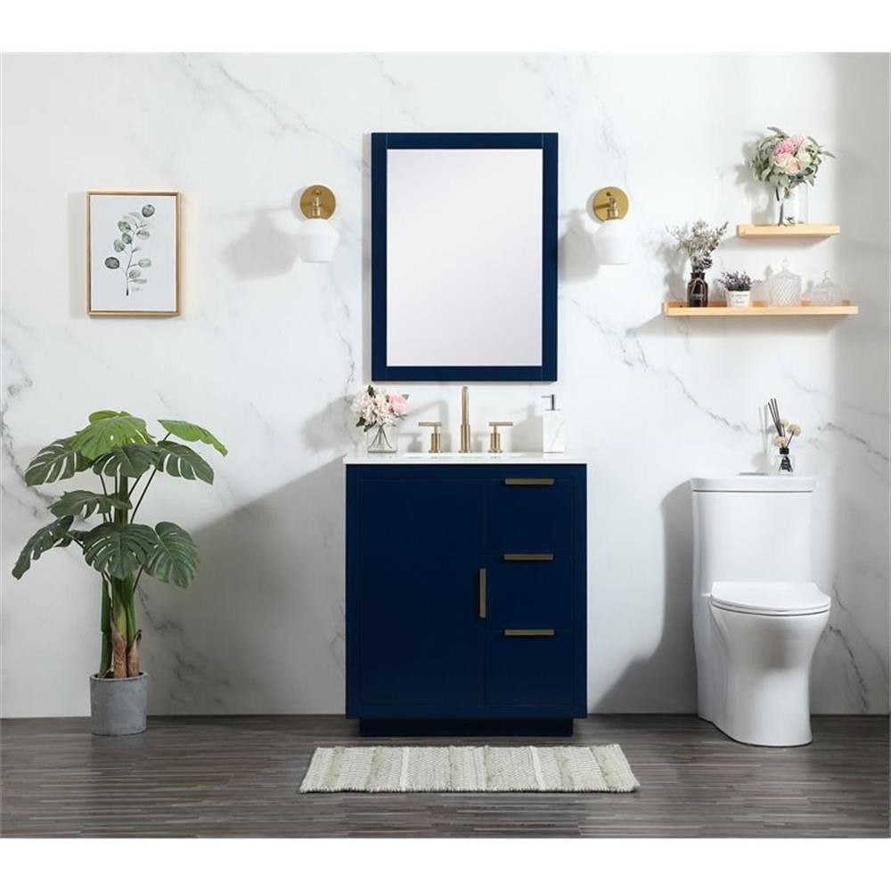 Elegant Decor Blake 30″ Aluminum Alloy MDF Single Bathroom Vanity in Blue