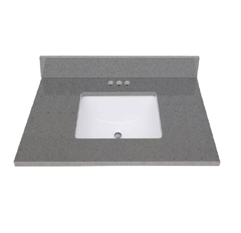 HDC Sparkling Gray 25″Wx22″D Engineered Marble Vanity Top Gray w/White sink 47C