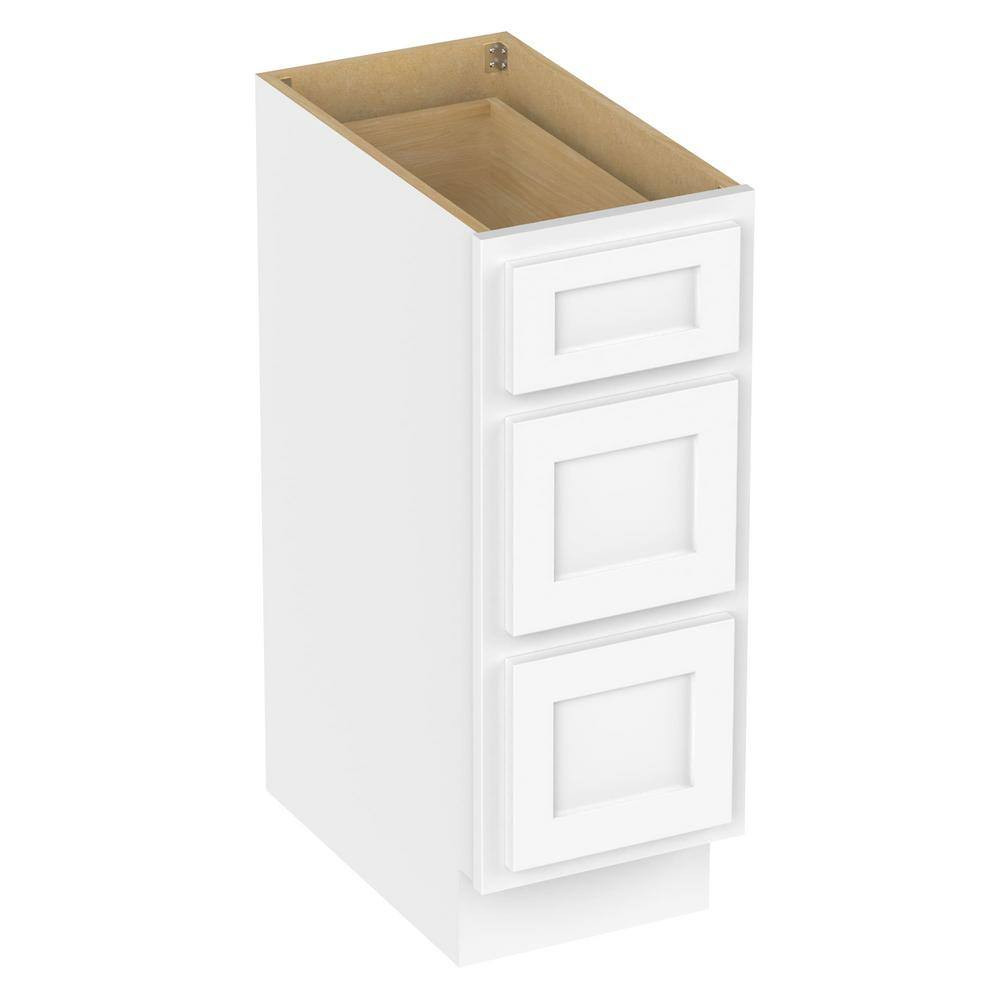 12 In. W X 21 In. D X 32.5 In. H 3-Drawers Bath Vanity Cabinet Only in White (Un