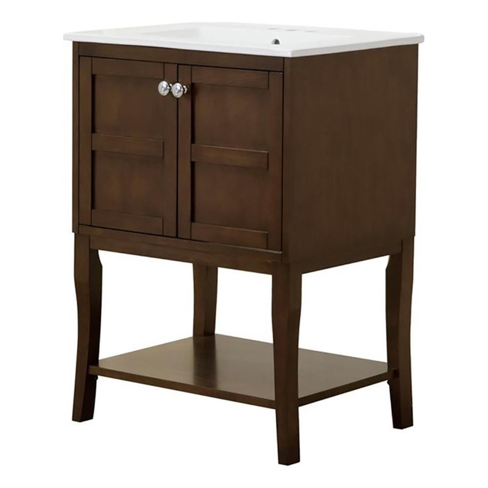 Elegant Decor Mason 24″ 2-Door Wood Single Bathroom Vanity in Antique Coffee