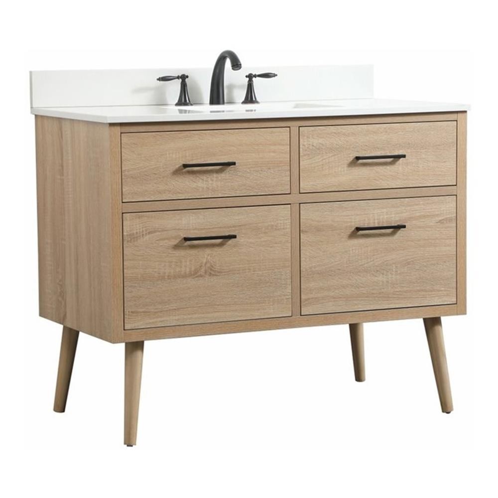 Elegant Decor Boise 42″ MDF Single Bathroom Vanity with Backsplash in Mango Wood