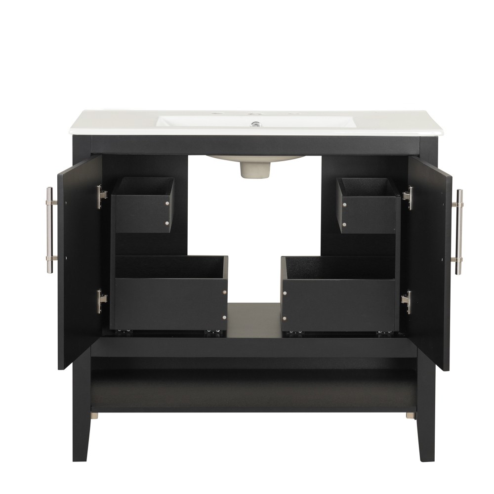 36 Inch Bathroom Vanity with Ceramic Sink Freestanding Bathroom Storage Cabinet