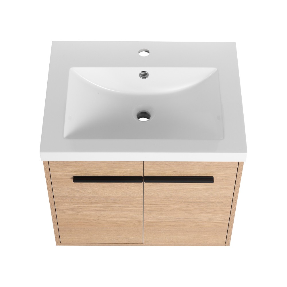 LEVISTAR Oak 24 Inch Bathroom Vanity with resin Countertop Sink