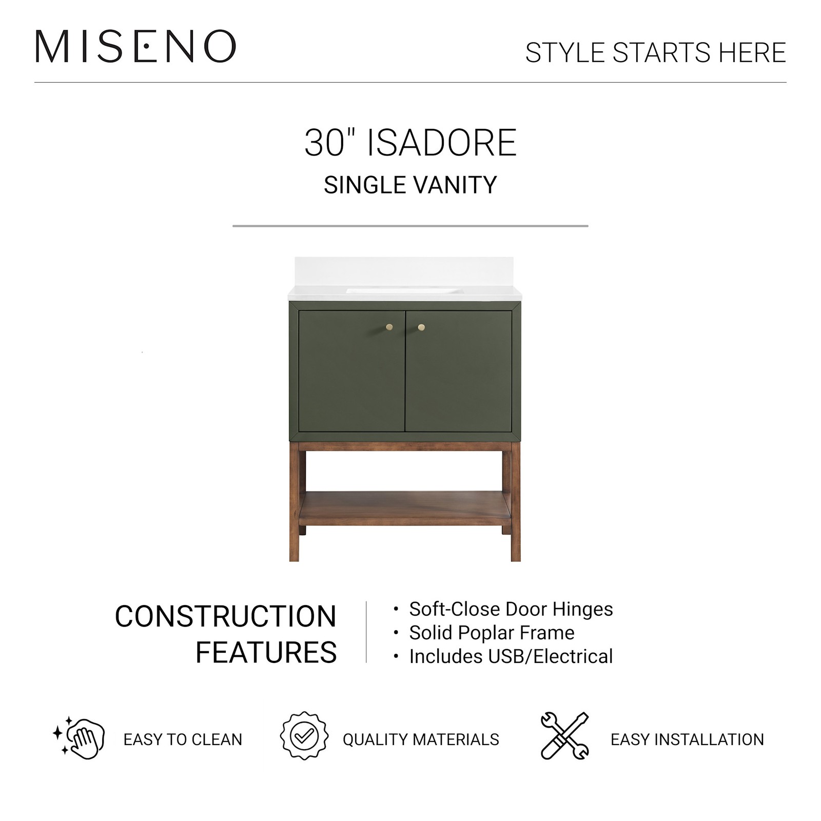Miseno MV-N254-V30 Isadore 30″ – Tricorn Black