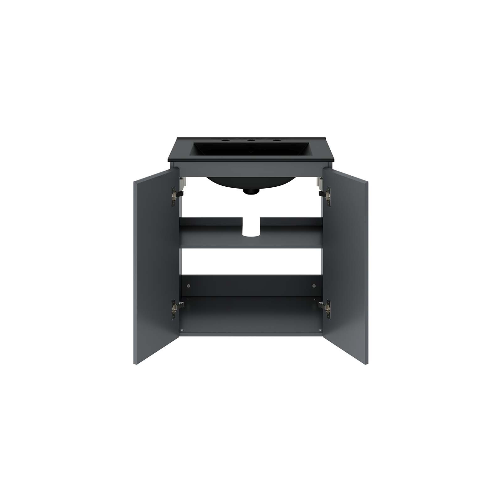 Modway Bryn 24″ Wall-Mount Bathroom Vanity in Gray Black