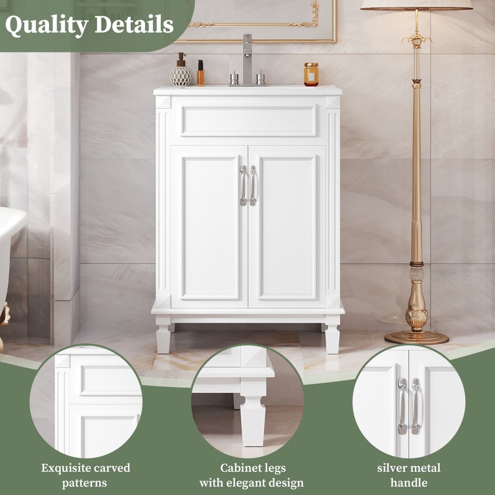 Bathroom Vanity W Top Sink 2 Soft Closing Doors Adjustable Shelf