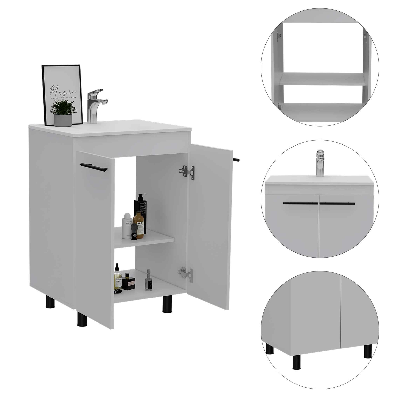 Selma 24″ Freestanding Vanity Cabinet With Division