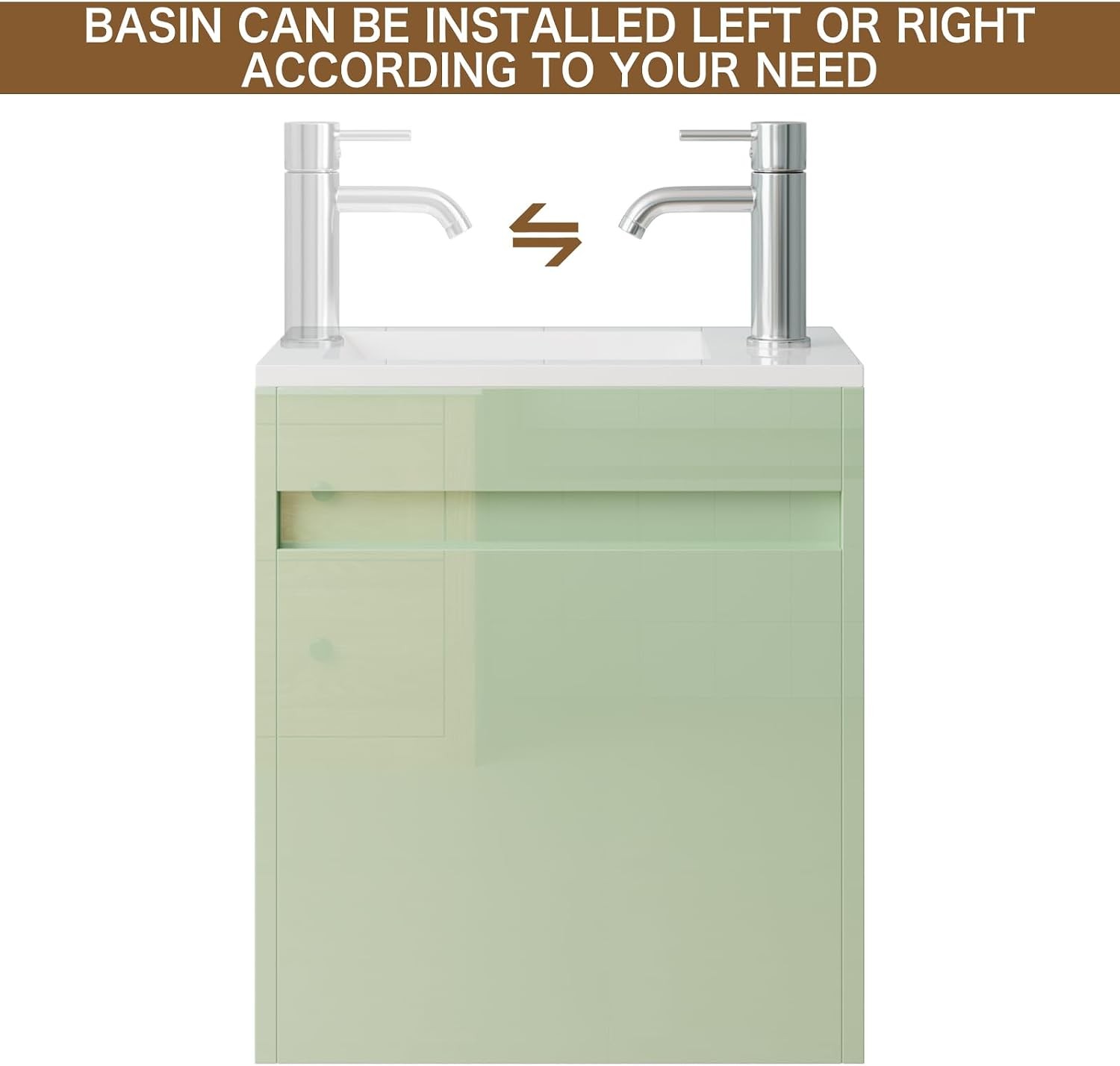 16″ Small Bathroom Vanity Sink Combo for Small Space Wall Mounted Cabinet Set