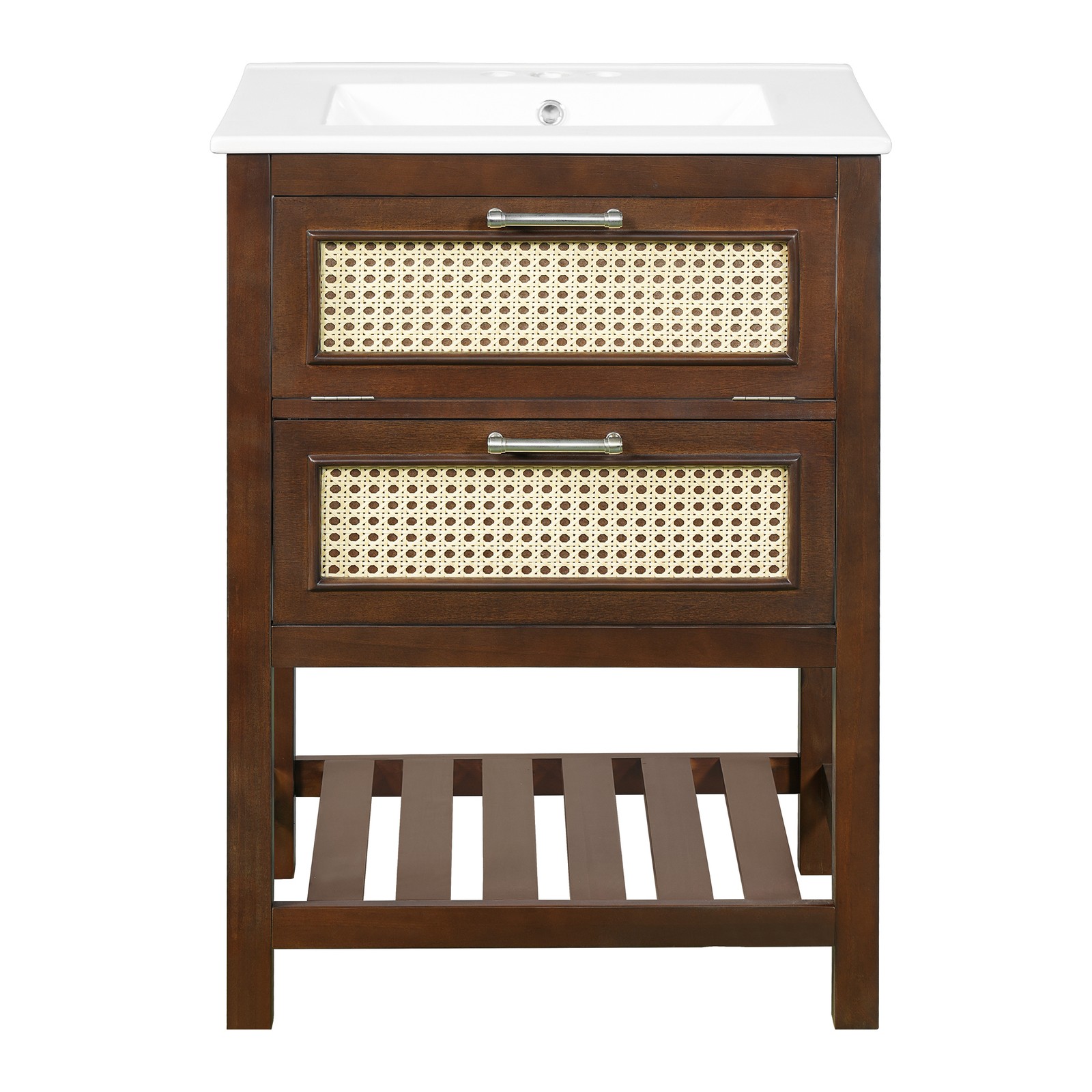 FUNIDEE 24″ Bathroom Vanity with Ceramic Sink Storage Cabinet with Single Sink
