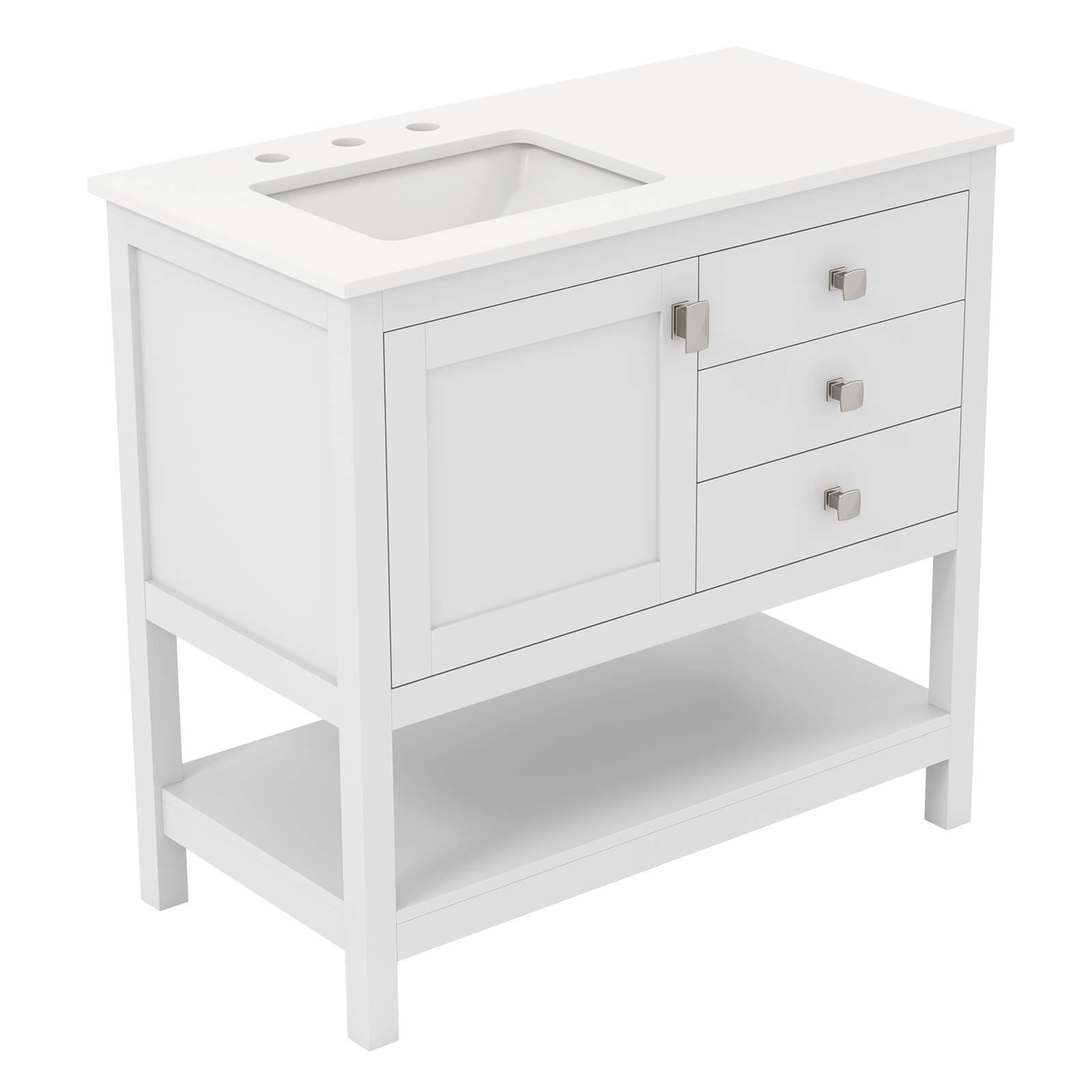 Bathroom Vanity Unit with Basin with Extra Wide Granite Countertop Ceramic Sink