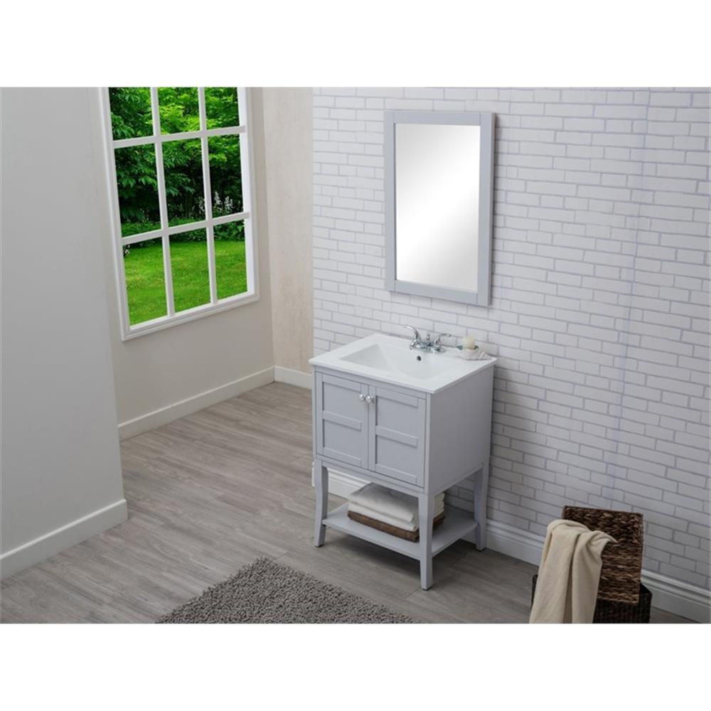 Elegant Decor Mason 24″ Solid Wood Single Bathroom Vanity in Gray