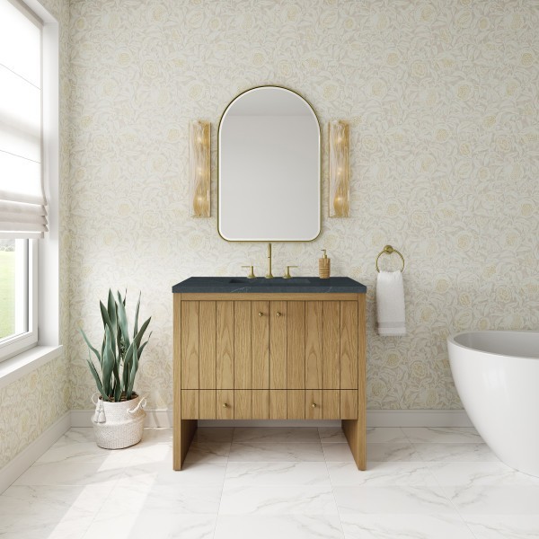 36″ James Martin Hudson 435-V36-LNO-3CSP Vanity Cabinet Charcoal Soapstone Top