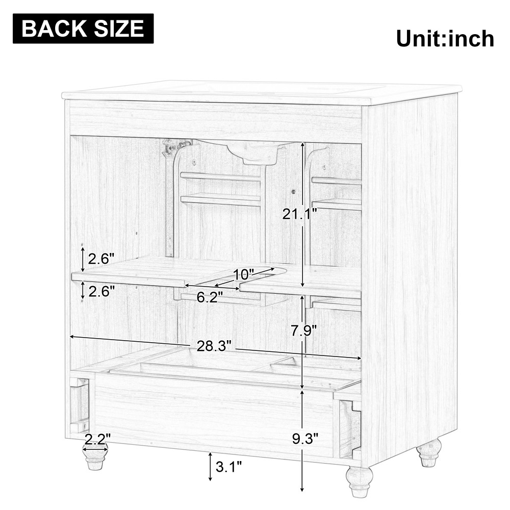 30″ Bathroom Vanity with Sink Combo Multi-functional Bathroom Cabinet with Doors