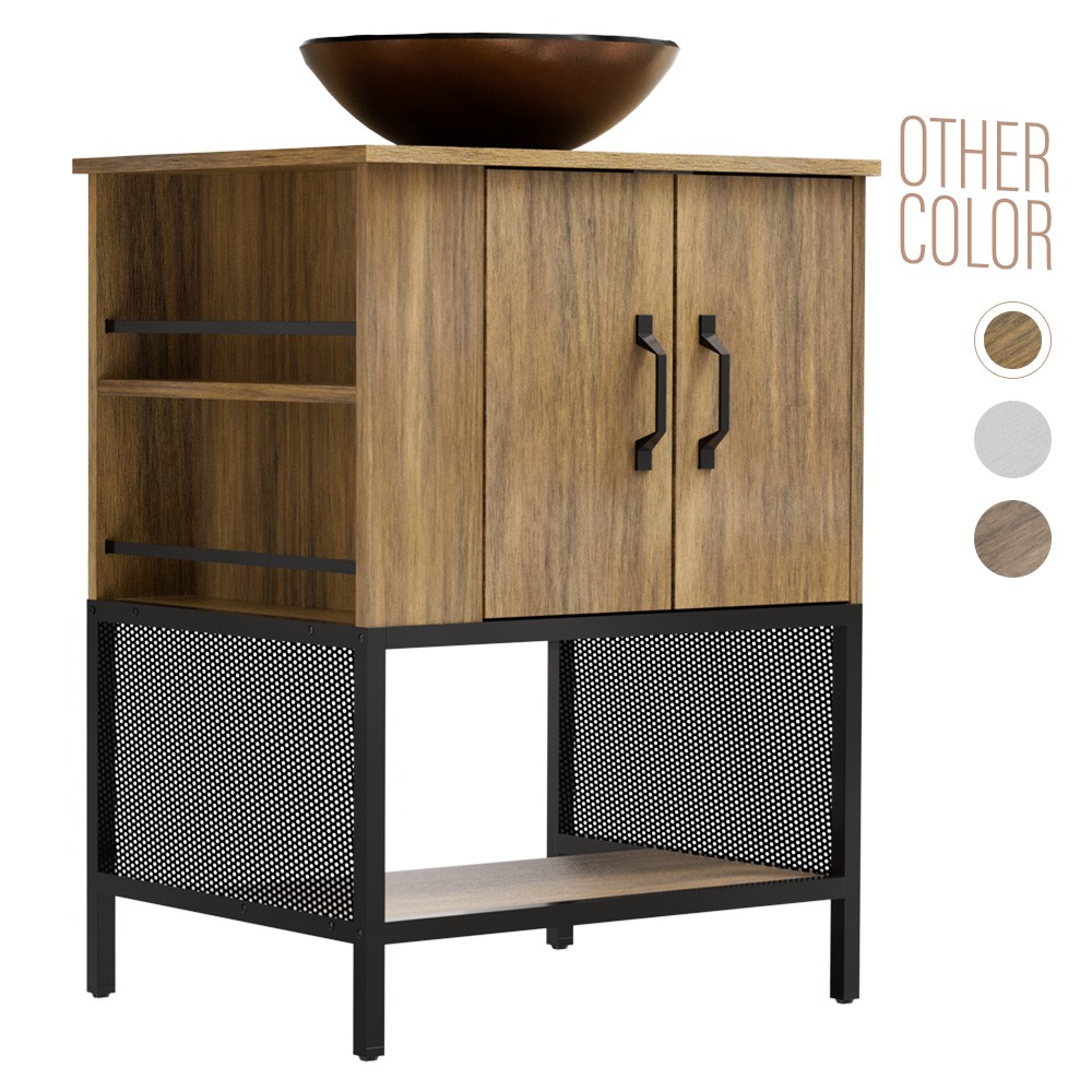 24″ Bathroom Vanity with Vessel Sink Cabinet Doors & Drawers Storage Organizer