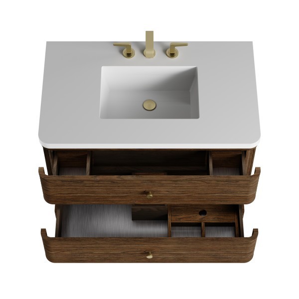 36″ James Martin Allamari D640-V36-SBL-WWZ Vanity Cabinet White Zeus Top