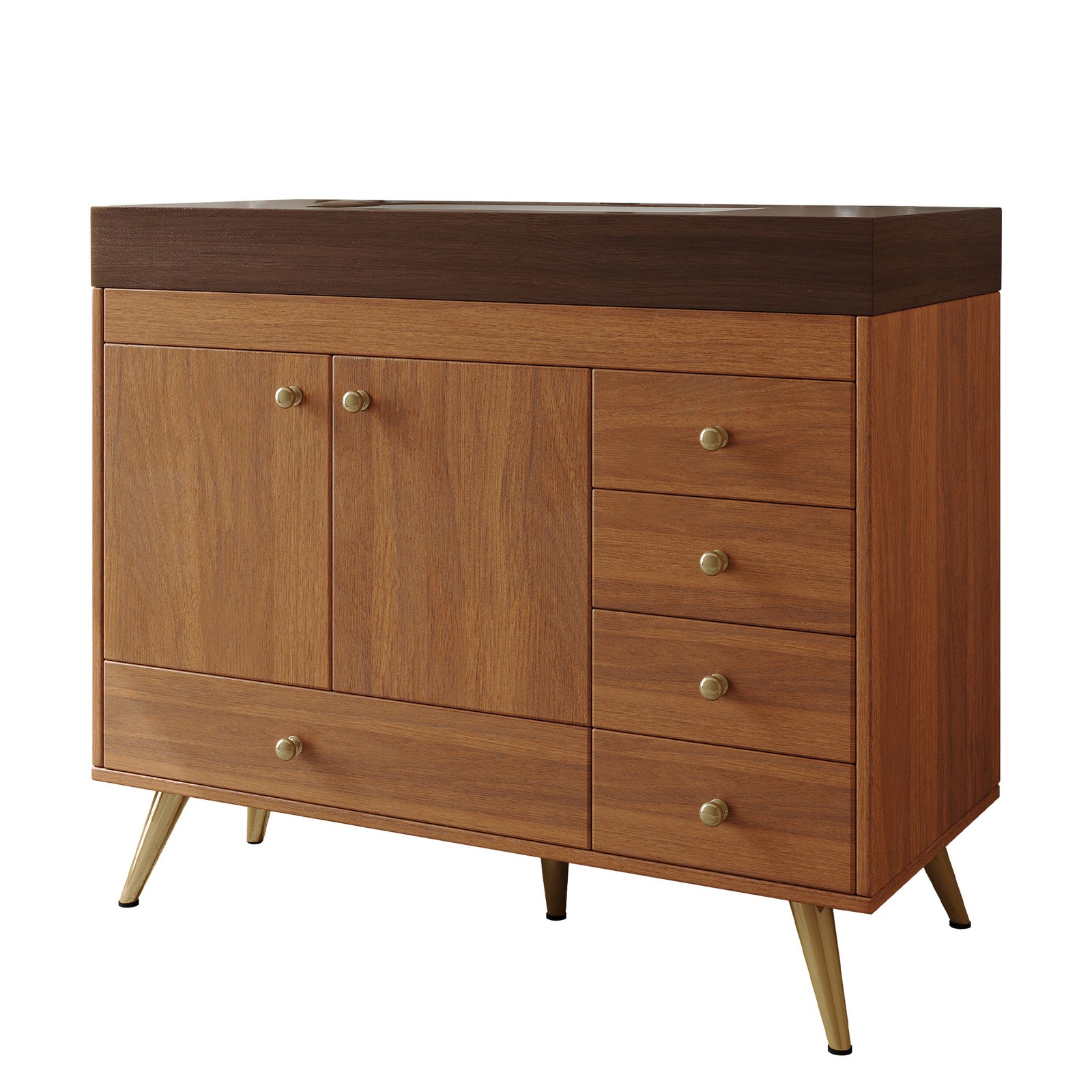 36″ Freestanding Bathroom Vanity with Faux Marble Top & Ceramic Sink