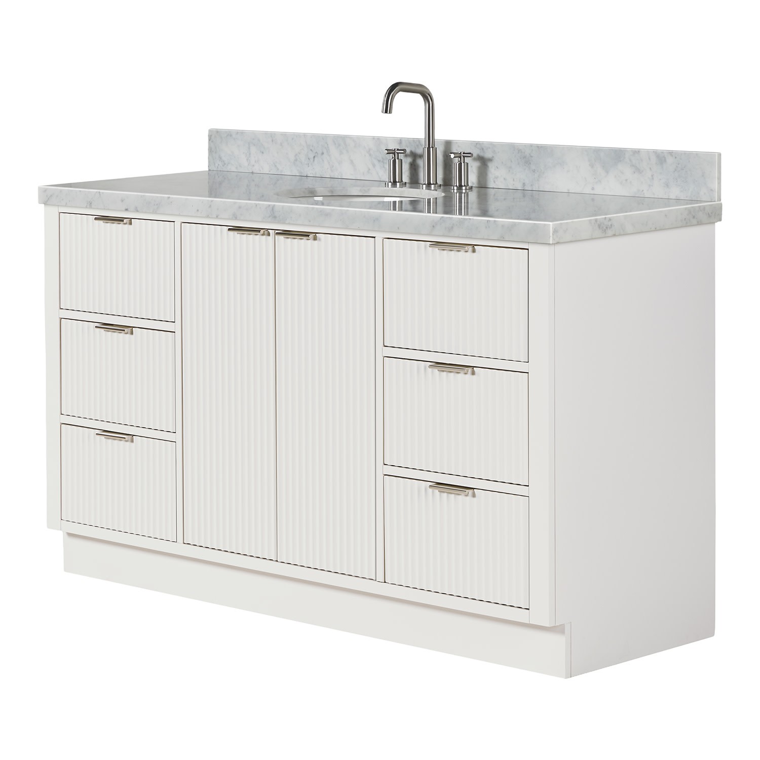 Ariel P61CWOVO Milan 61″ – Warm White / Italian Carrara Marble Top / Brushed