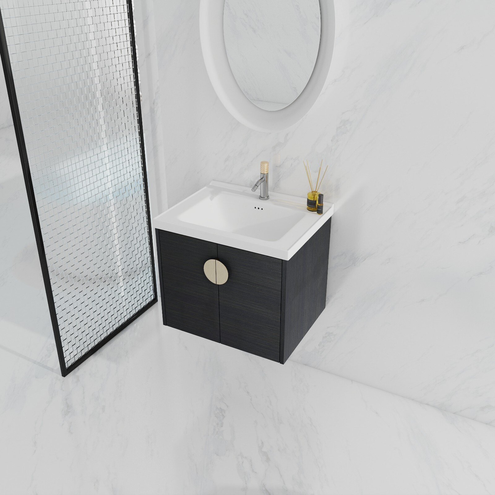 24 Inch Soft Close Doors Bathroom Vanity With Sink, For Small Bathroom