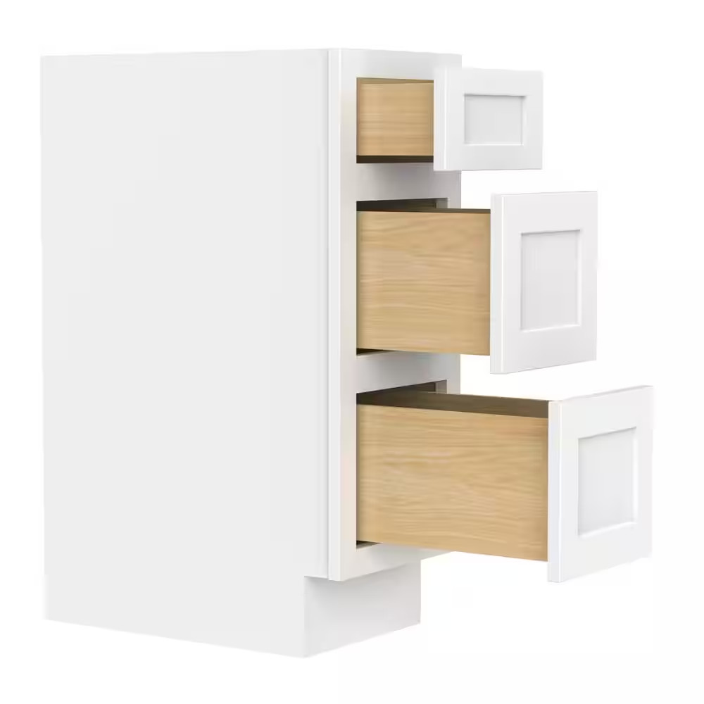 12 In. W X 21 In. D X 32.5 In. H 3-Drawers Bath Vanity Cabinet Only in White (Un