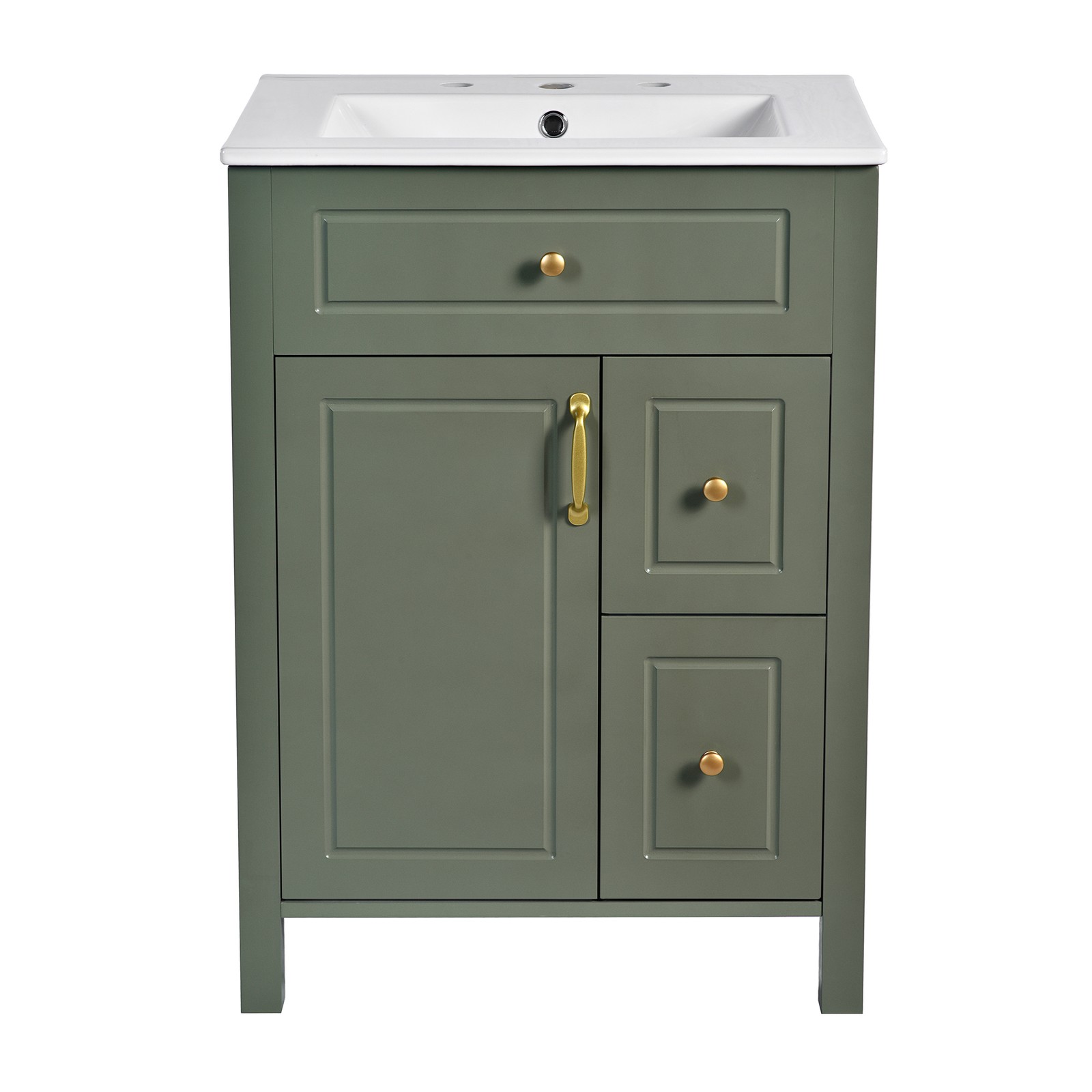 24″ Bathroom Vanity with Ceramic Sink Modern Bathroom Storage Cabinet Soft Close