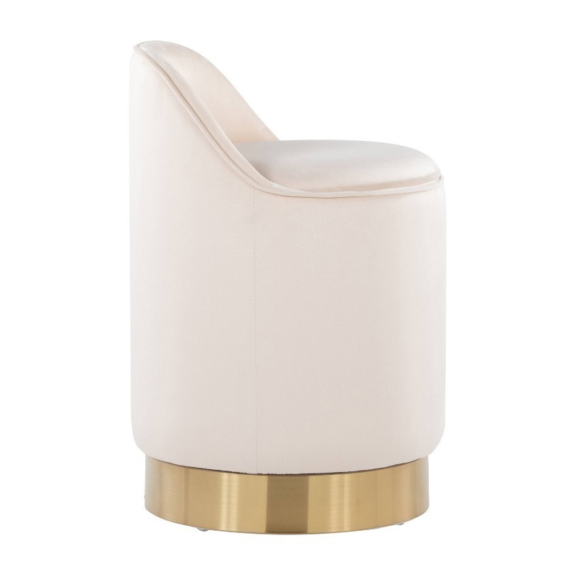 Marla Round Vanity Stool Gold/Cream Velvet Beautiful Contemporary/Glam Styling