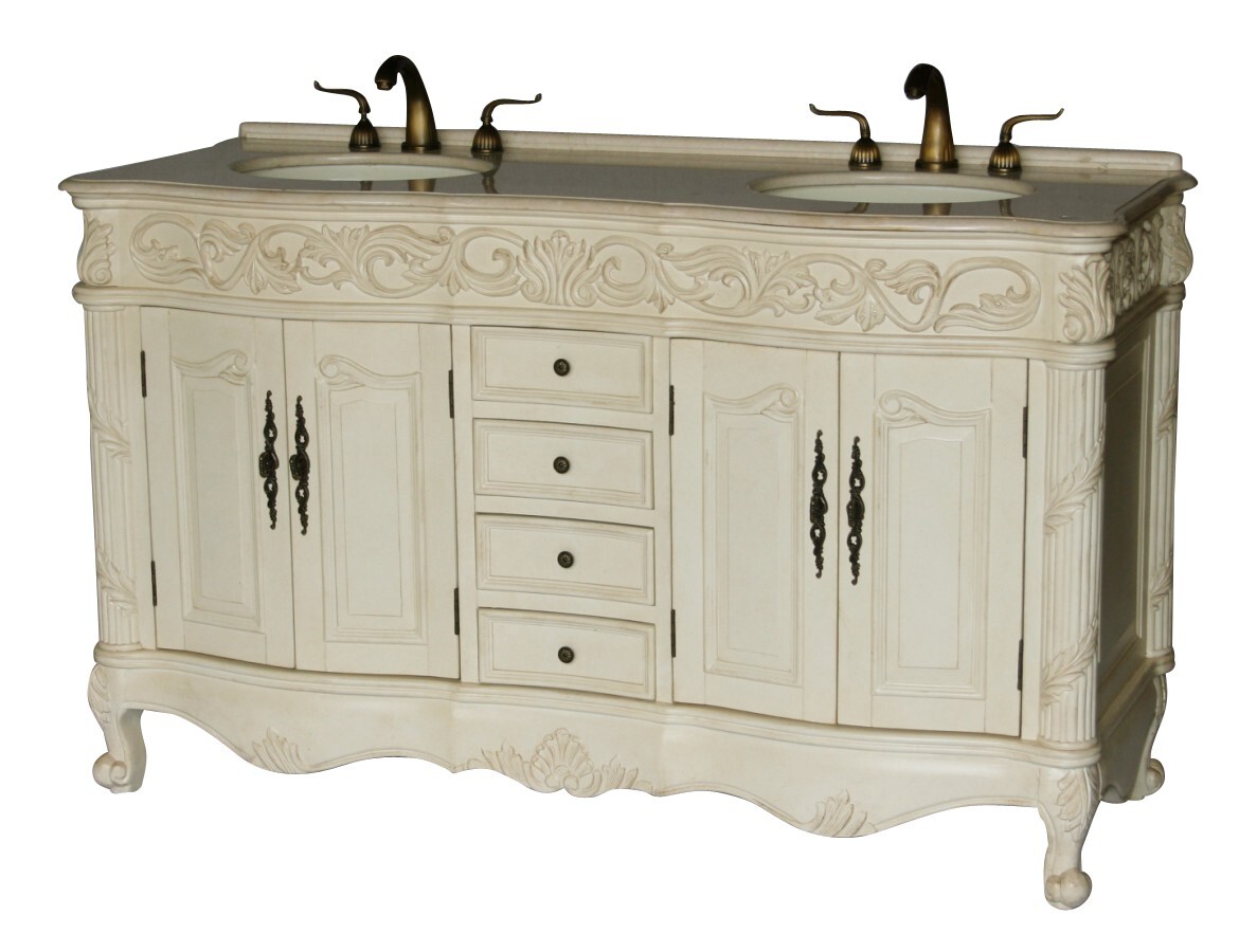 60-Inch Antique Style Double Sink Bathroom Vanity Model 7760-261 BE