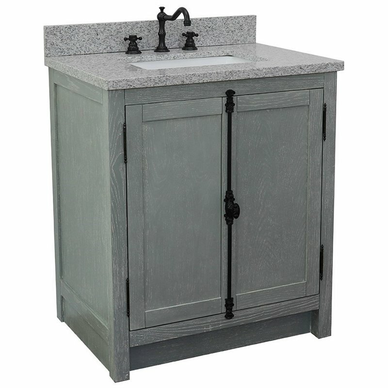 Plantation Modern Single Rectangle Sink Solid Wood Vanity in Gray Ash