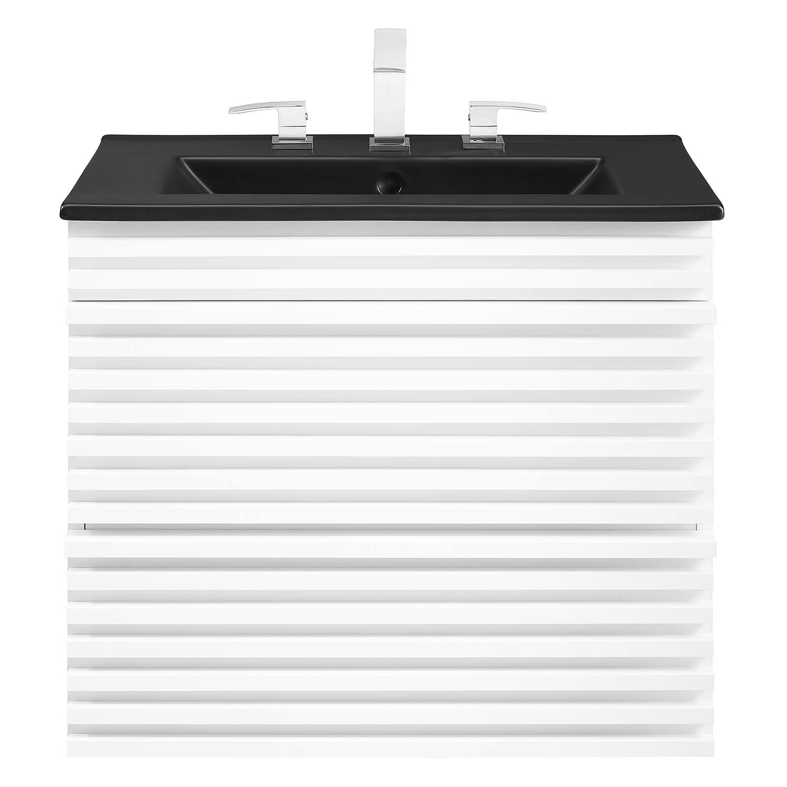 Modway Render 24″ Wall-Mount Bathroom Vanity in White Black