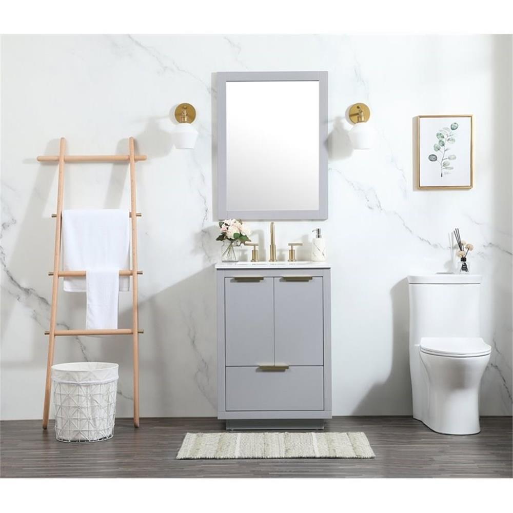 Elegant Decor Blake 24″ Aluminum Alloy MDF Single Bathroom Vanity in Gray