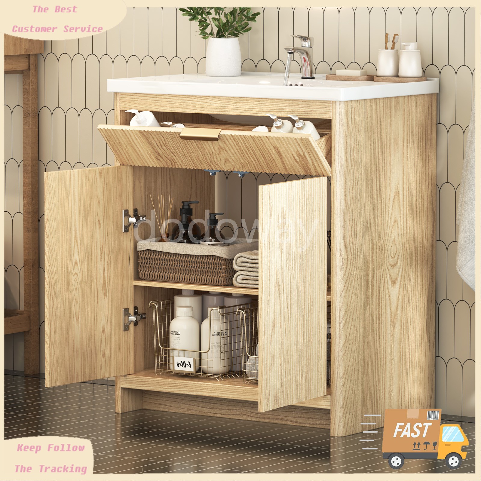 31″ Bathroom Vanity with Sink Combo Bathroom Cabinet with Doors and Drawer