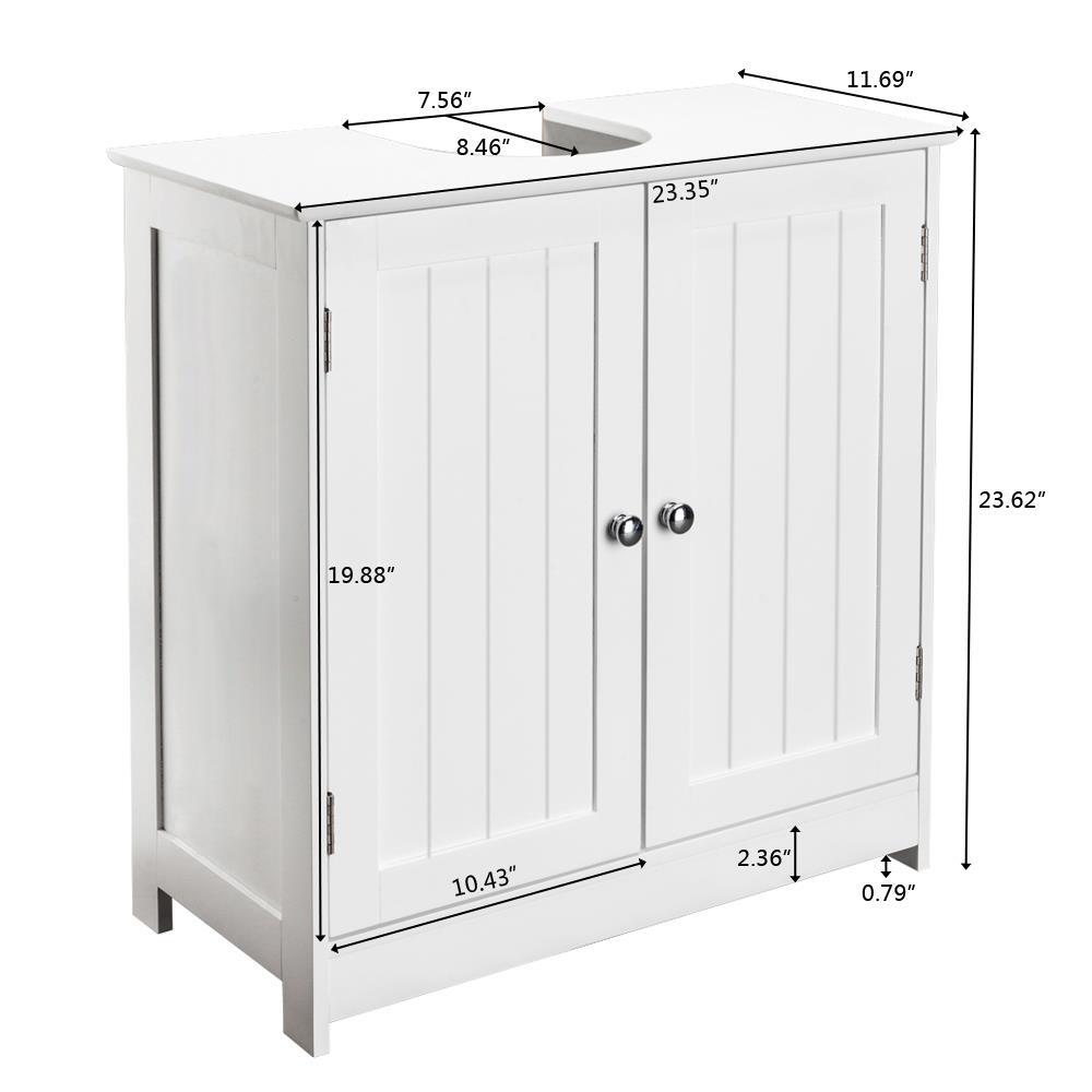 White Bathroom Vanity Cabinet Modern Bath Sink Cabinet Organizer 24inch New