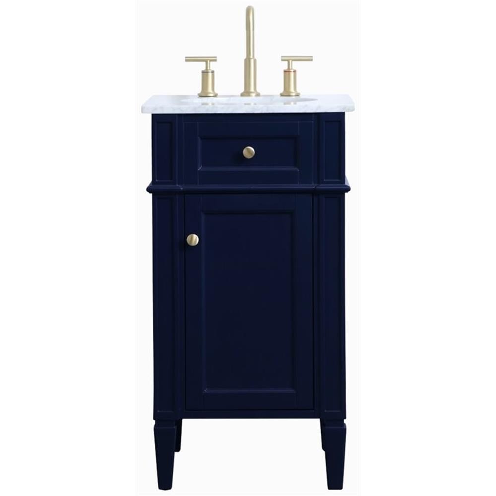 Pemberly Row Modern 18″ Single Marble Top Bathroom Vanity in Blue