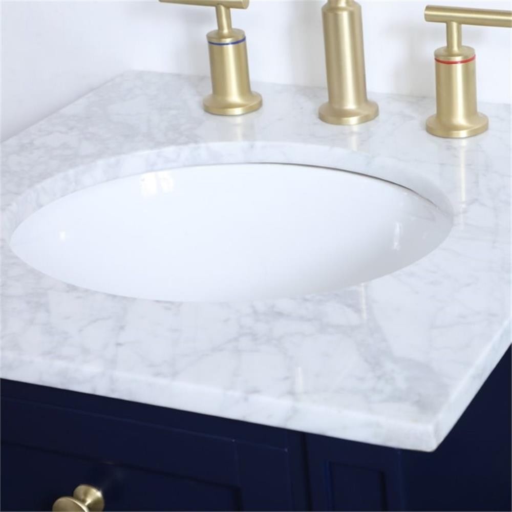 Pemberly Row Modern 18″ Single Marble Top Bathroom Vanity in Blue