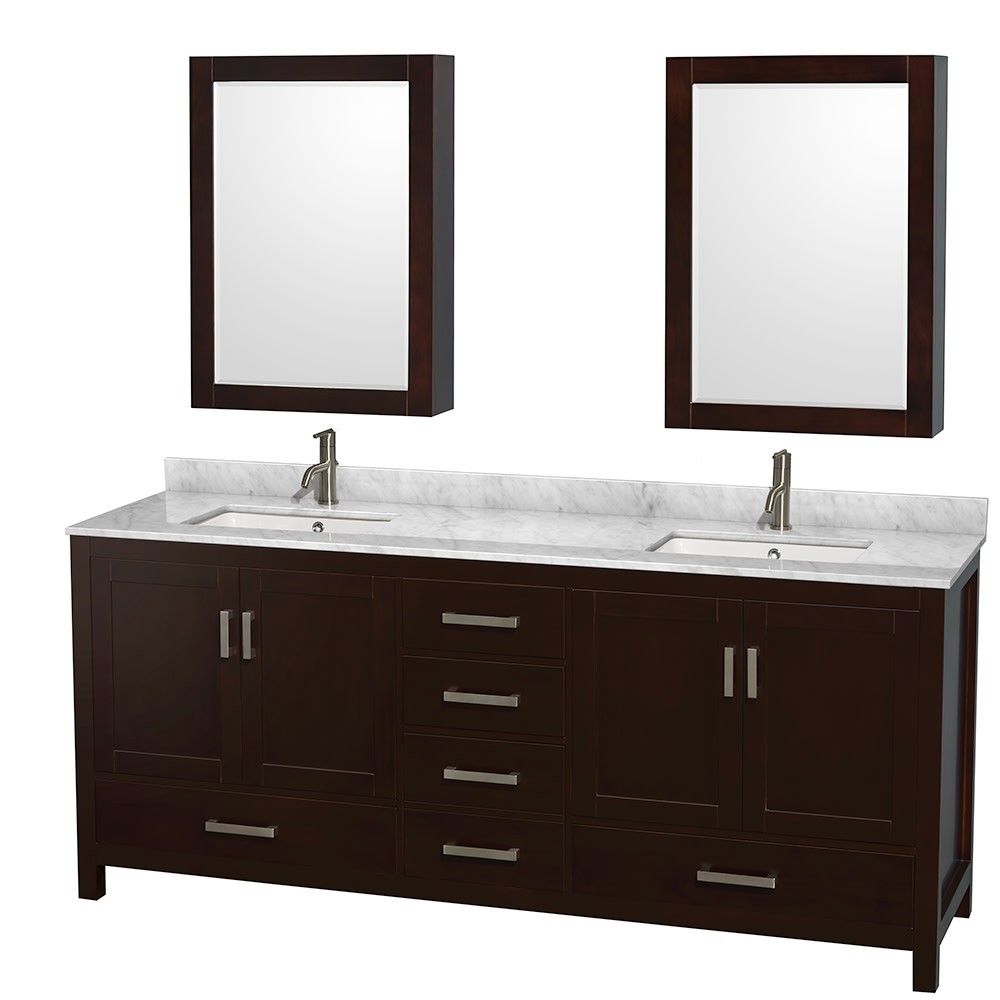 Wyndham Collection WCS141480DUNSMED Sheffield 80″ – Espresso / White Carrara