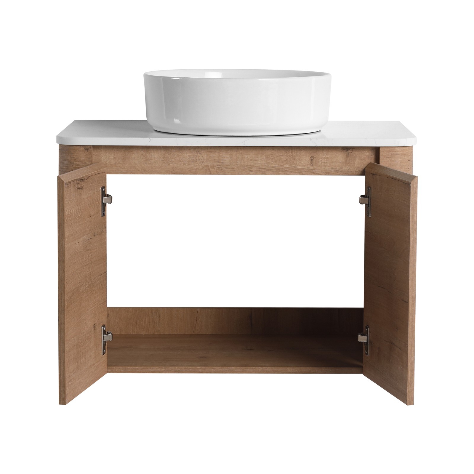 30″ Plywood Wall Mounted Bathroom Vanity W/ Ceramic Sink Soft-Close Door Cabinet