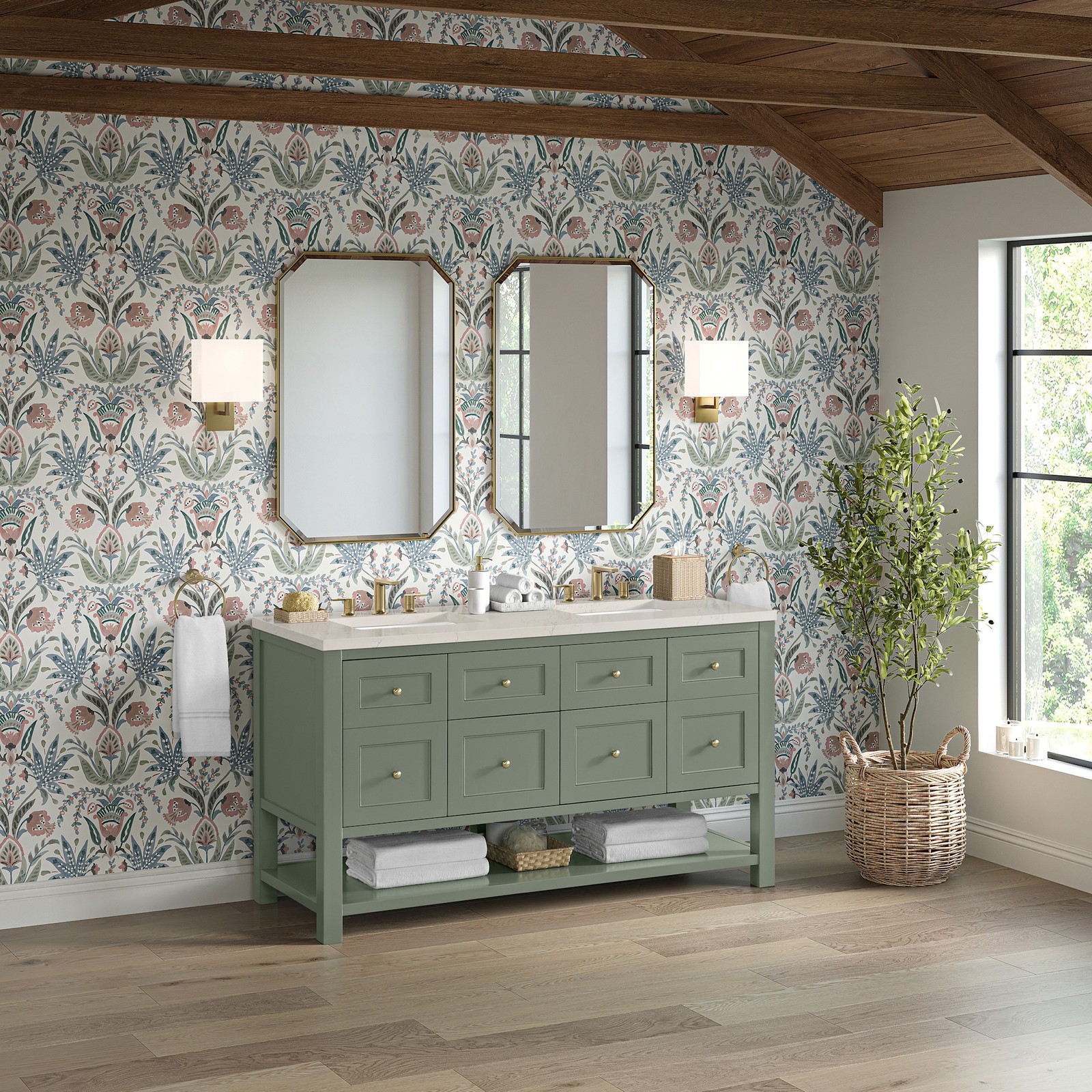 James Martin Vanities 330-V60D-3SFR Breckenridge 60″ – Whitewashed Oak