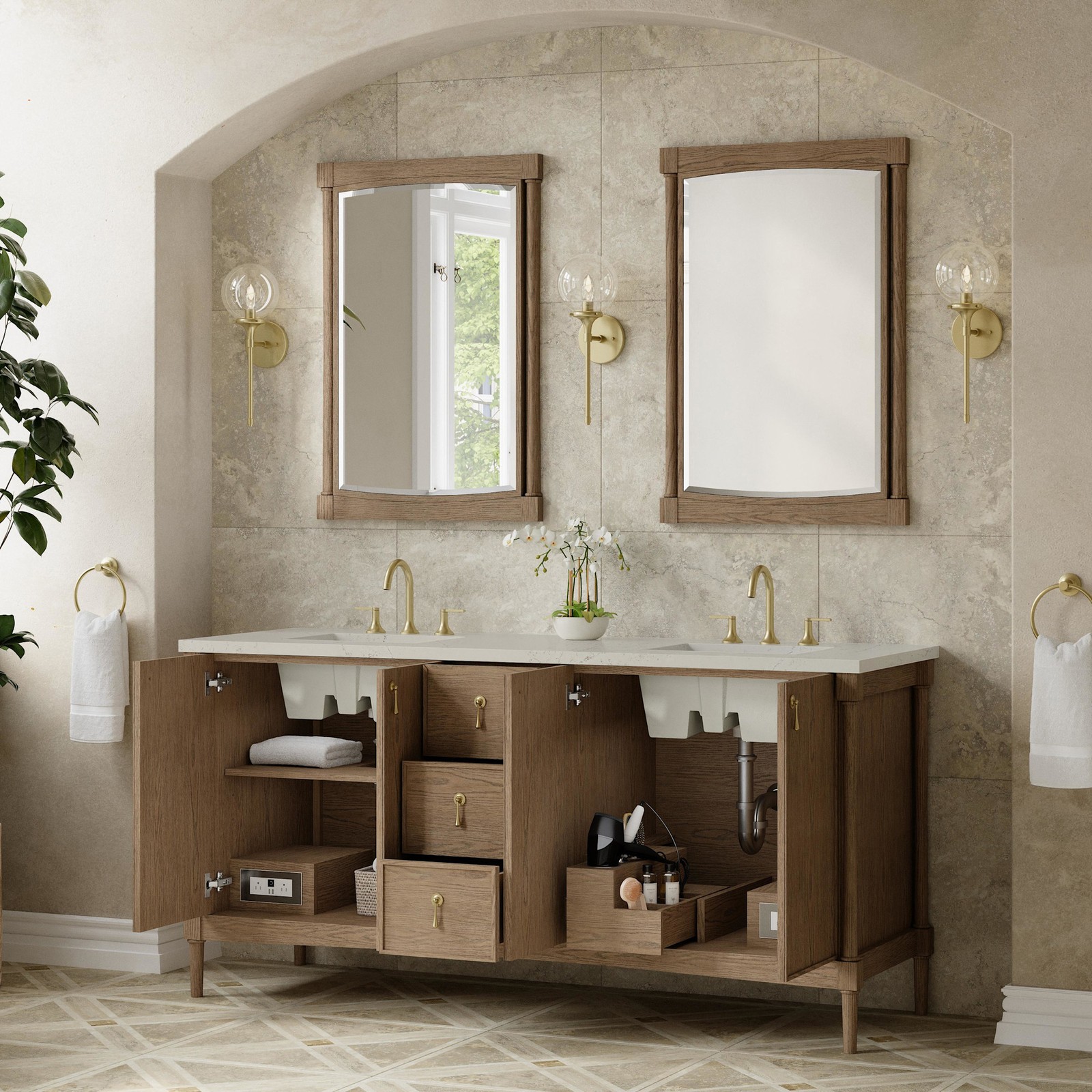 James Martin Vanities D680-V72-3SFR Kinnsden 72″ – Sable Oak